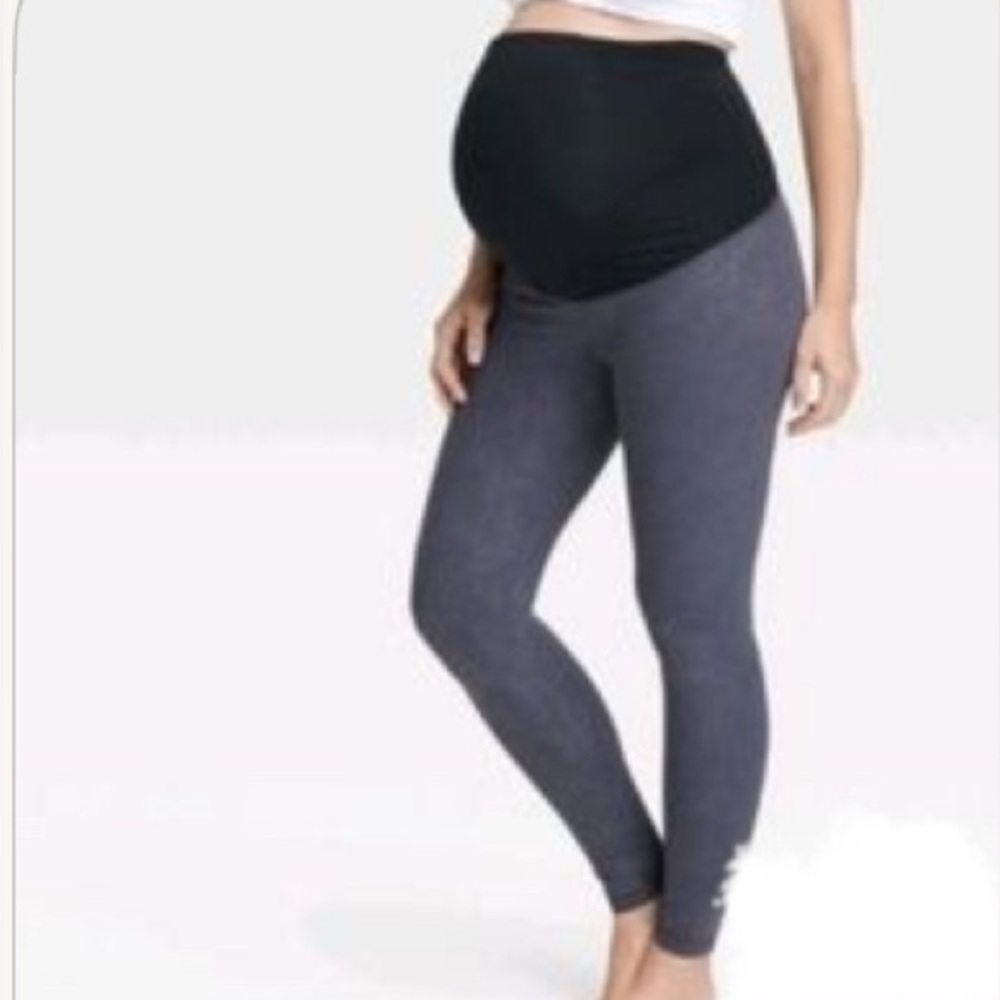 Isabel Maternity Dark Gray Full Panel Crossover Back Full Length Leggings XS